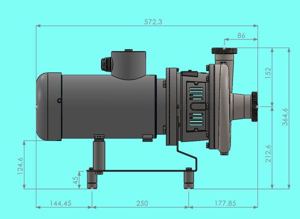 FZ-CP IP69-K pump technical dimensions