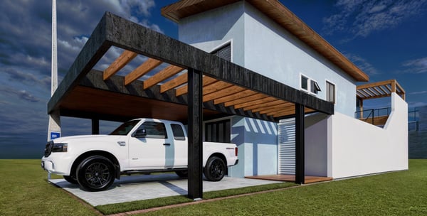 Projeto moderno residencial de fachada, Salto - Aborin Arquitetura