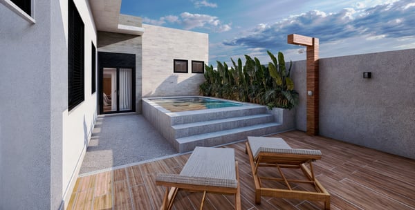 Projeto moderno residencial de interiores área gourmet e piscina Hortolândia - Aborin Arquitetura