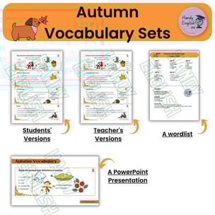 ESL, Autumn/Fall vocabulary, Thanksgiving and Halloween vocabulary, worksheets, vocabulary tasks