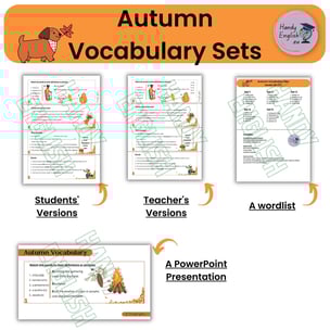 ESL, Autumn/Fall vocabulary, Thanksgiving and Halloween vocabulary, worksheets, vocabulary tasks