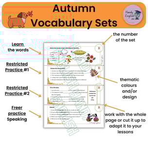 ESL, Autumn/Fall vocabulary, Thanksgiving and Halloween vocabulary, worksheets, vocabulary tasks
