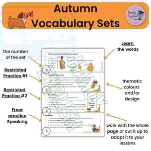 ESL, Autumn/Fall vocabulary, Thanksgiving and Halloween vocabulary, worksheets, vocabulary tasks