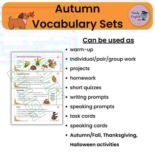 ESL, Autumn/Fall vocabulary, Thanksgiving and Halloween vocabulary, worksheets, vocabulary tasks