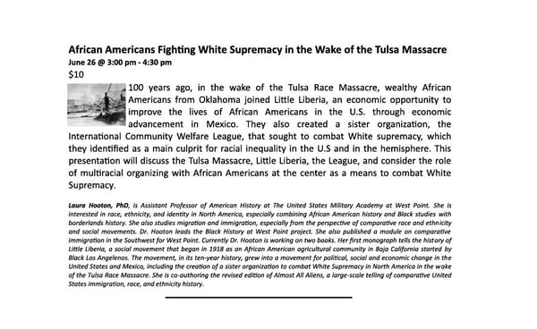Flyer - African Americans Fighting White Supremacy in the Wake of the Tulsa Massacre - LibertyCon