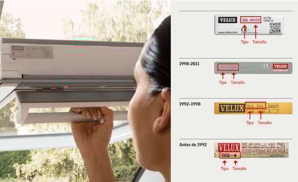 Como localizar tamaño ventana de tejado VELUX