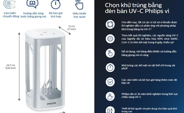 Đèn bàn khử trùng Philips UVC