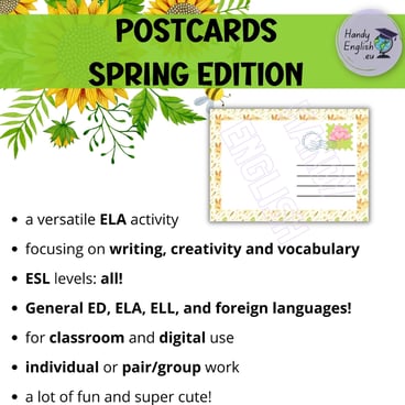 SPRING POSTCARDS for writing and vocabulary projects