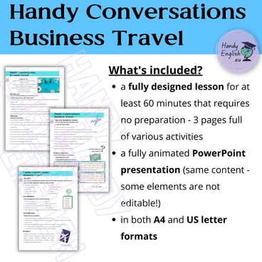 Business English, Business Coaching, Business travel, Discussions, Vocabulary