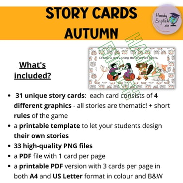Autumn Story/ Speaking Cards halloween task cards, creative storytelling/writing