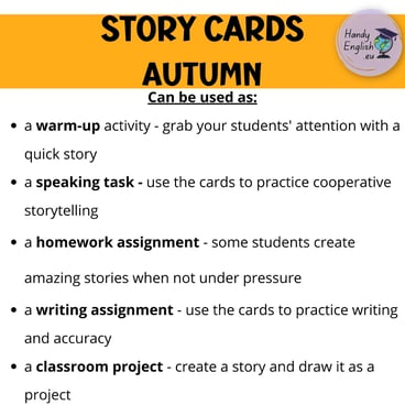 Autumn Story/ Speaking Cards halloween task cards, creative storytelling/writing