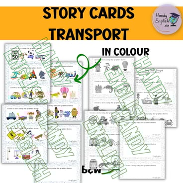 TRANSPORT ELA ESL Creative Task Cards for speaking writing, and vocabulary