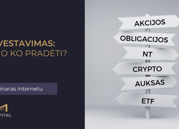 ženklas su užrašais akcijos, crypto, ogligacijos