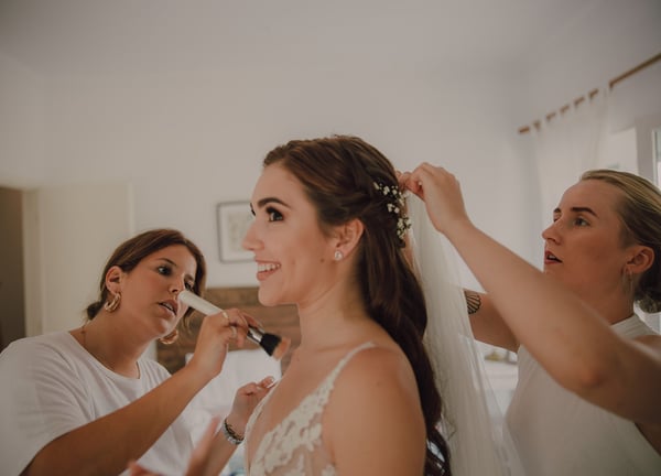 Hair and makeup team on wedding in Portugal by Pedro Lopes