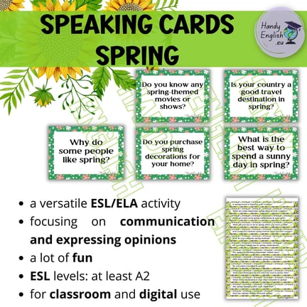 ESL EFL speaking cards spring conversations writing prompts