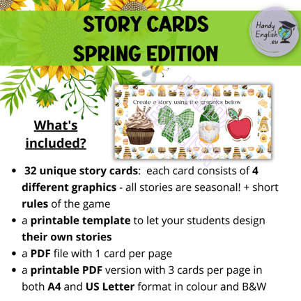 Story cards spring st particks day earth day vocabulary