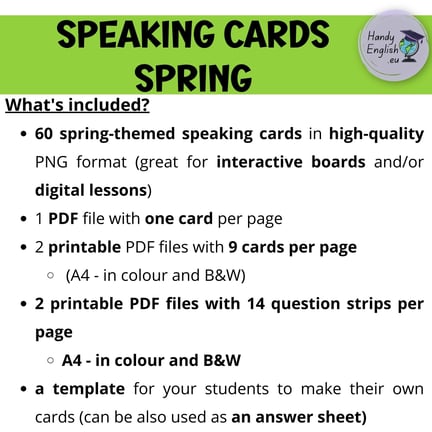 ESL EFL speaking cards spring conversations writing prompts