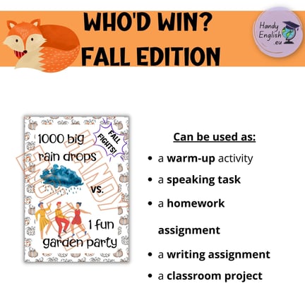 Fall Halloween Thanksgiving fun games ESL ELA creative speaking and writing
