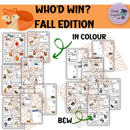 Fall Halloween Thanksgiving fun games ESL ELA creative speaking and writing
