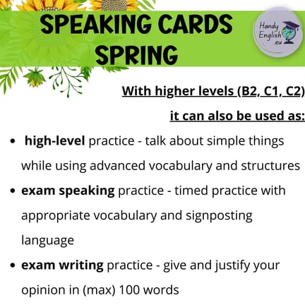 ESL EFL speaking cards spring conversations writing prompts