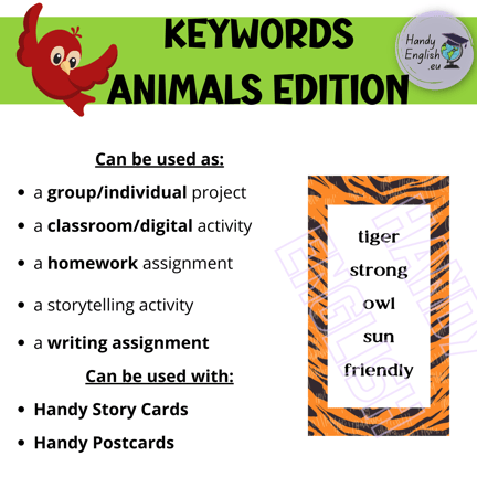 Animals keywords writing and speaking prompts