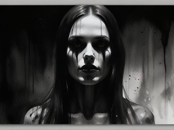 Horror dark art watercolor