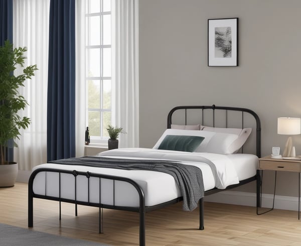 black metal single bed, Amazon affiliate link.