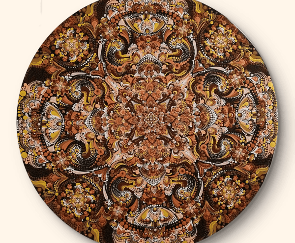 mandala em pontilhismo em mdf de 50cm