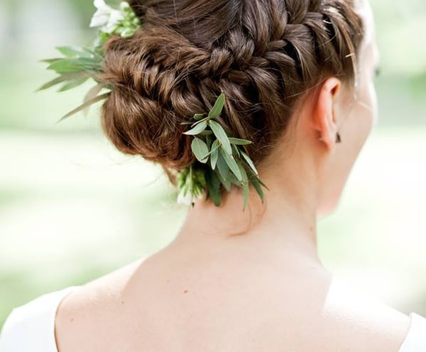 Beautiful Natural Updo for Bride With Natural Flowers