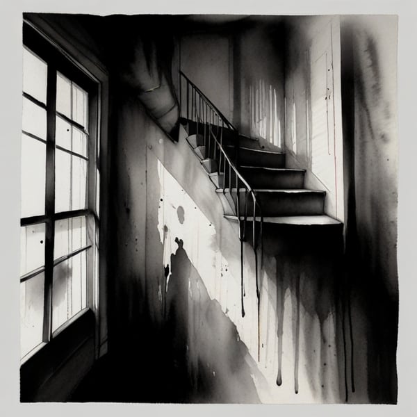 Dark stairs horror art