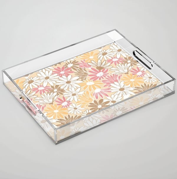 Beautiful Spring Floral Design in Pastel Colors Acrylic Tray BY Mash Mash