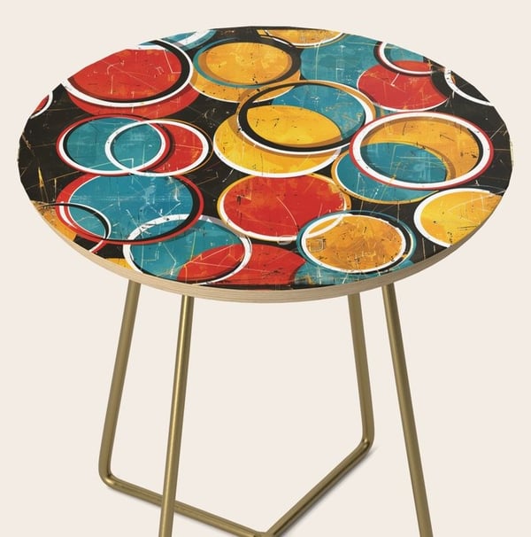 Retro Fusion: Dynamic Circle Pattern with Bold Colors and Vintage Flair Side Table BY Mash Mash