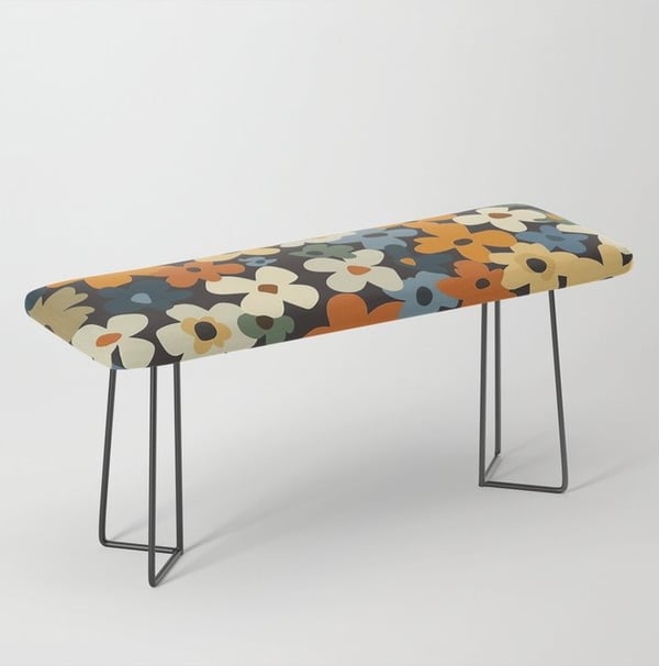 Vintage Floral Tapestry Bench BY Fresh Wave Lab