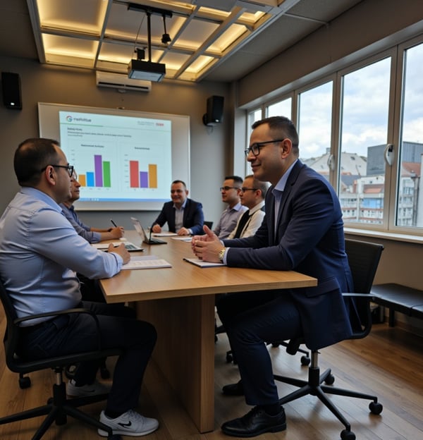 a man in a suit and tie is sitting at a table, darouiche darouiche