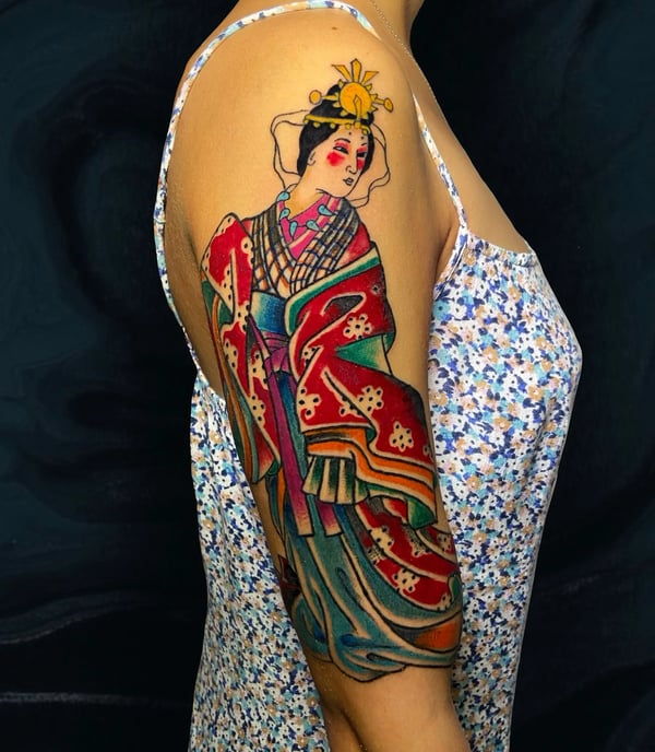 This is a Traditional Japanese Tattoo based in the godest Amaterasu