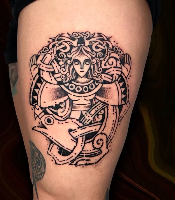 A celtic tattoo using the Etiching style
