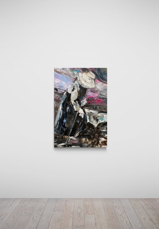 'Oil on canvas titled 'Labrando en Sueños' by Sherezade Morales, a visionary artist from Lanzarote.
