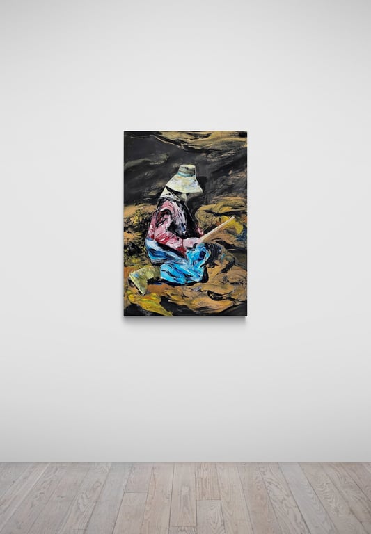Oil on canvas titled 'Trillar' by Sherezade Morales, a visionary artist from Lanzarote.