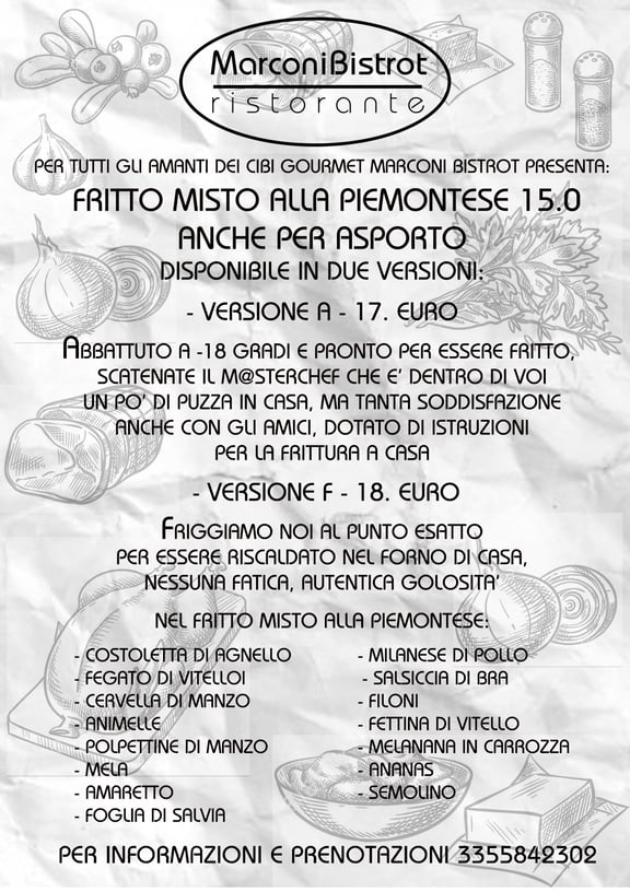 Menu fritto misto alla piemontese Marconi Bistrot