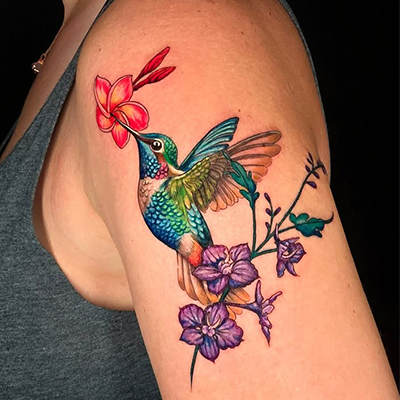 Realism hummingbird tattoo
