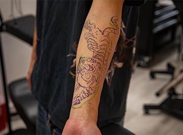 Line work turtle tattoo