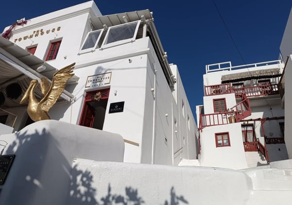 Mykonos whitewashed buildings