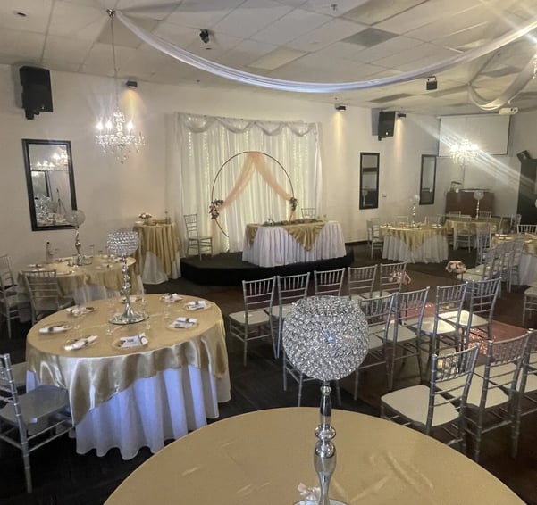 Gold Wedding Decor for Prestige Banquet and Event Center