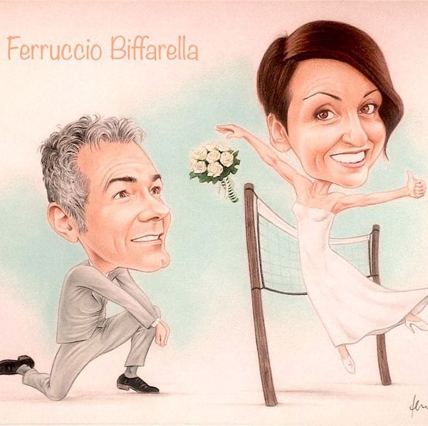 Caricatura regalo Sposi Pallavolo 