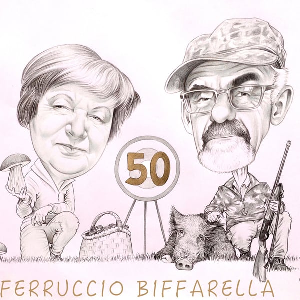 Caricatura idea regalo 50° anniversario Matrimonio