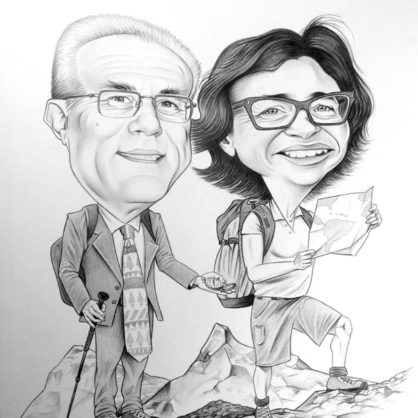 Caricatura idea regalo anniversario di matrimonio