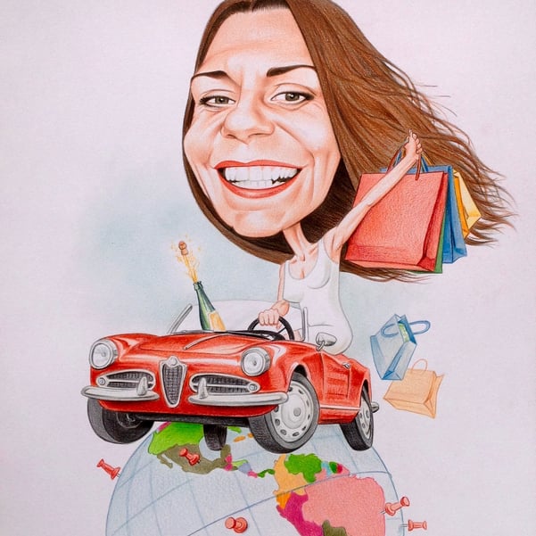 Caricatura idea regalo shopping 