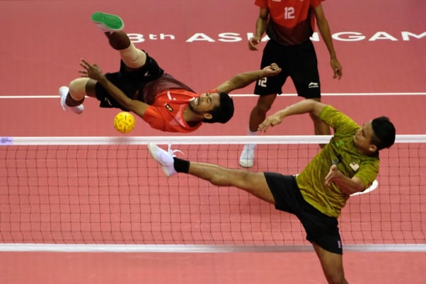 Competição de Sepak Takraw, Indonésia - Foto de Jerry Adiguna | thejakartapost.com