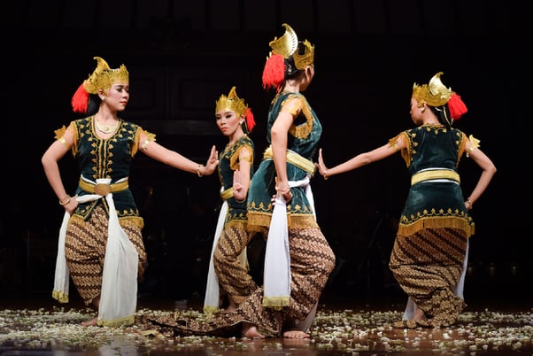 Serimpi, danca javanesa em yogyakarta, ilha de Java, Jacarta - Indonésia