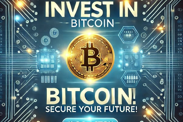 A visually engaging call-to-action image with the quote 'Invest in Bitcoin, Secure Your Future!' 
